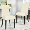 2pcs PU Leather Padded Dining Chairs Retro Button Back Home Kitchen Dinner Seat