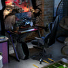Ergonomic Racing Computer Desk Gaming Desk E-sports Table w/ RGB Light & Holder