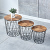Pack of 3 Round Nested Geometric Wire Occasional Side End Table Storage Basket