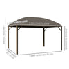 4x3(m) Hardtop Gazebo Aluminium Garden Pavilion w/ Steel Roof Brown