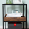 Industrial Bedside Table Vintage Style Side Cabinet Modern Glass Metal Room Unit