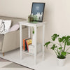Narrow Bedside Table Slim Side Table Tall Nightstand End Table with Shelf Wooden