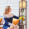Home Living Room Modern Lighting Floor Lamp Warm Light Shades with Shelves