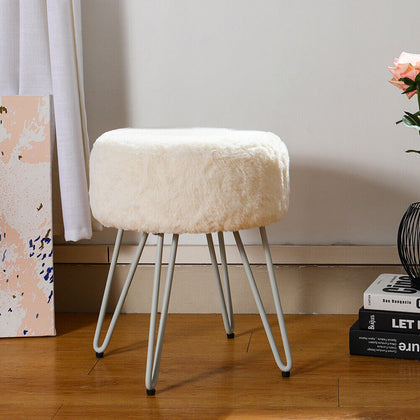 Luxury Plush Velvet Stool Metal Hairpin Leg Bedroom Seating Dressing Table Stool