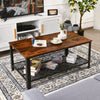 Industrial Coffee Table Vintage Retro End Table Living Room Furniture Mesh Shelf