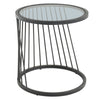 Tempered Glass Coffee Side End Table Line Pedestal Chrome Metal Frame Livingroom