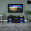 Modern TV Unit Cabinet Stand High Gloss Doors & Drawers LED Lights Display Black