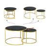 Nest of 2 Nested Table Round Coffee Table Black Marble Effect Living Room Office