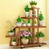 5 Tier Pine Wood Ladder Plant Stand Flower Planter Rack with 4 Lockable Wheels O