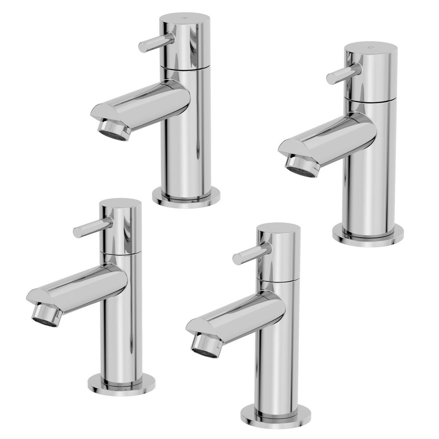 Modern Chrome Bathroom Sink Twin Taps Bath Filler Shower Mixer Basin Mini Mixer