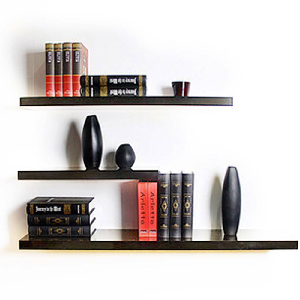 3 Pcs High Floating Wall Mounted Display Shelf Bookshelf Storage Holder-Black