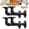 4PCS Pipe Shelf Brackets Industrial Iron Rustic Shelves Wall Floating Supports