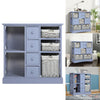 Quality Storage Unit Sideboard Cabinet With Rattan Basket Bedside Table Drawers