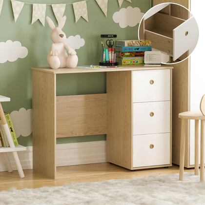 3 Drawer Computer Desk Dressing Vanity Table PC Home Workstation Study White
