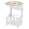 White Round Small Side End Table Beside Coffee Tea Desk Storage Organizer Rack