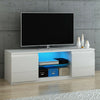 120cm Modern TV Unit Cabinet Stand White High Gloss Doors & Matt body FREE LED