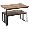 3PCS Dining Table and 2 Benches Set Kitchen Furniture Space-Saving Table Chairs