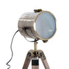 Vintage Tripod Table Desk Lamp Bedside Light Spotlight Copper Finish Wooden Base