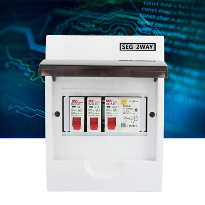 Circuit Breaker 2 Way Consumer Unit Fuse Box Tool 40A 30mA RCD + 2MCB（6A+16A)