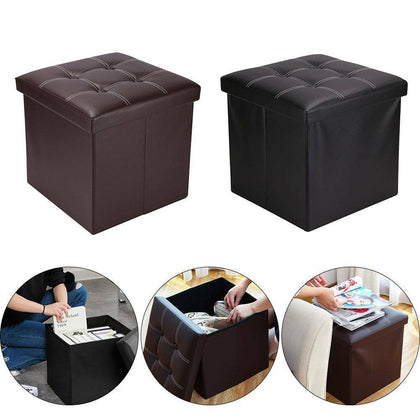 Folding Storage Ottoman Seat Stool Footstool Toy Storage Box Bedroom Living Room