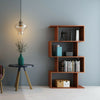Wood Modern Book Shelves 4 /6 Tier S Shape Bookshelf Case Storage Unit Bookcase