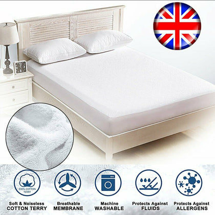 Waterproof Terry Towel Mattress Protector Fitted Sheet Soft Bed Cover All Sizes