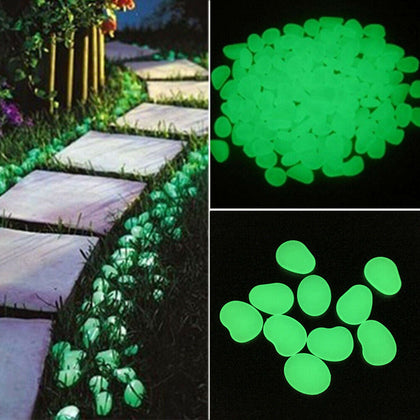200pcs Glow in the Dark Pebbles Stone Garden Walkway Aquarium Fish Tank Ornament