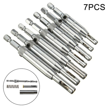 7x Self Centering Lock Hinge Drill Bit Set Hardware Drawer Pilot Hole Guides UK