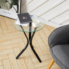 Round Modern Chrome Metal Leg and Tempered Glass Living Room Side End Table Desk
