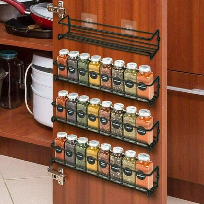 4PCS Hanging Kitchen Shelf Spice Rack Shelf Wall-Mounted Kitchen Cupboard Doors