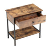 Rustic Side Table Storage Cabinet with Drawer & Shelf LivingRoom Office Decor UK