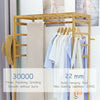 3-Tire 2 in 1 Heavy Duty Garment Rail Clothes Rack Stand Bamboo Suit Dress Shelf