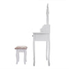 Dressing Table W/5 Drawer Oval Mirror Stool Set Makeup Vanity Bedroom Desk White