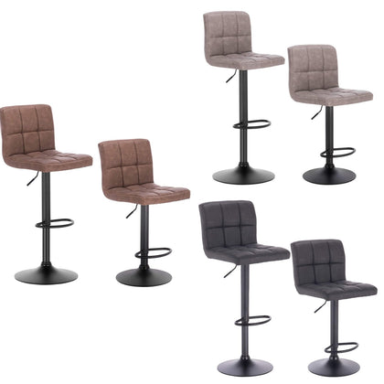 2x Bar Stools Bar Chairs Breakfast Stools for Kitchen Leather Adjustable Swivel