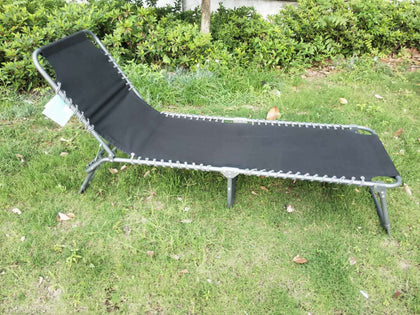 Sun Lounger Padded Folding Garden Bed Reclining Seat Multi Position Patio