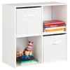 White 4 Cube Storage Display Unit Bookcase/Shelving Fabric Box/Drawers