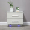 High Gloss Front Bedside Table Cabinet Nightstand White / Black 2 Drawer RGB LED