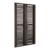 Window Style Garden Wall Mounted Mirror Brown Shutter Window IndoorOutdoor Decor