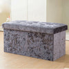 Crushed Velvet Diamante Ottoman Storage Box Folding Seat Foot Stool Large Bench