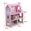 Wooden Doll House Kids Role Play Toy 3 Storey Dollhouse w/ Furniture Accessories