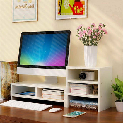 Computer Monitor Riser TV Stand PC Laptop Screen Desk Storage Rack Shelf Tidy UK
