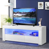 Modern 120CM TV Unit Cabinet Stand Set White High Gloss with LED Lights Drawers