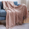 100% Acrylic Knit Throw Blanket Warm Decor Blanket with Tassels for Couch Bed