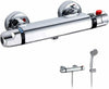 Thermostatic Shower Bar Mixer Valve Tap Chrome Bathroom Twin Bottom 1/2in Outlet