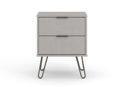 Grey Bedside Lamp Table Cabinet 2 Drawer Bedroom Living Room Storage Unit