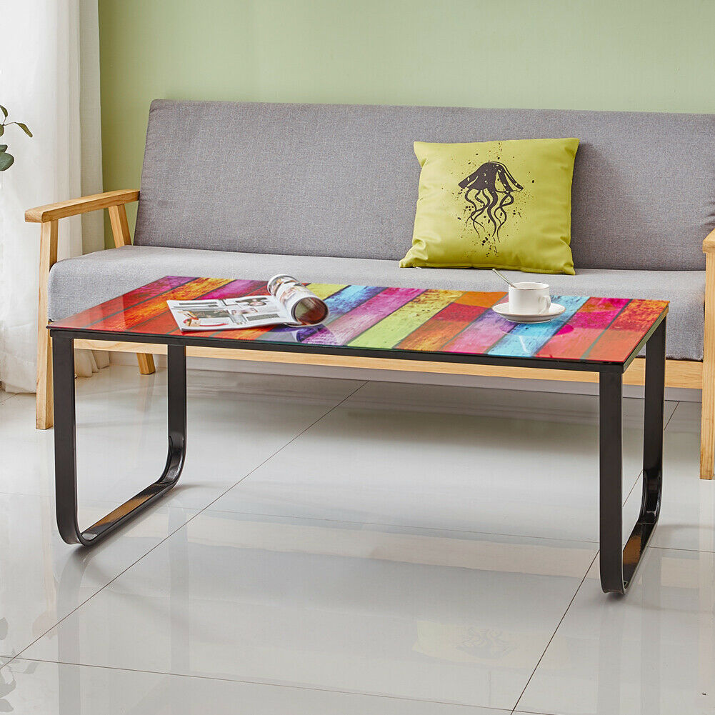 Rainbow glass deals coffee table