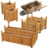 2 Pack Wooden Garden Planters Flower Plant Pot Window Box Raised Bed Rectangular