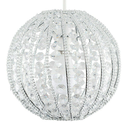 Ornate Round Ceiling Pendant Light Shade Clear Acrylic Jewel Design Lighting