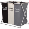 Aluminium Folding Laundry Cloth Basket Washing Hamper Bin Storage Bag Light Dark (Black+Grey+Beige)