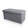 Large Grey Linen Folding Storage Ottoman Pouffe Two Seats Foot Stool Storage Box